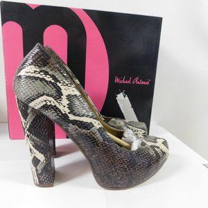 Michael Antonio Linden Brown Snakeskin Pumps NIB